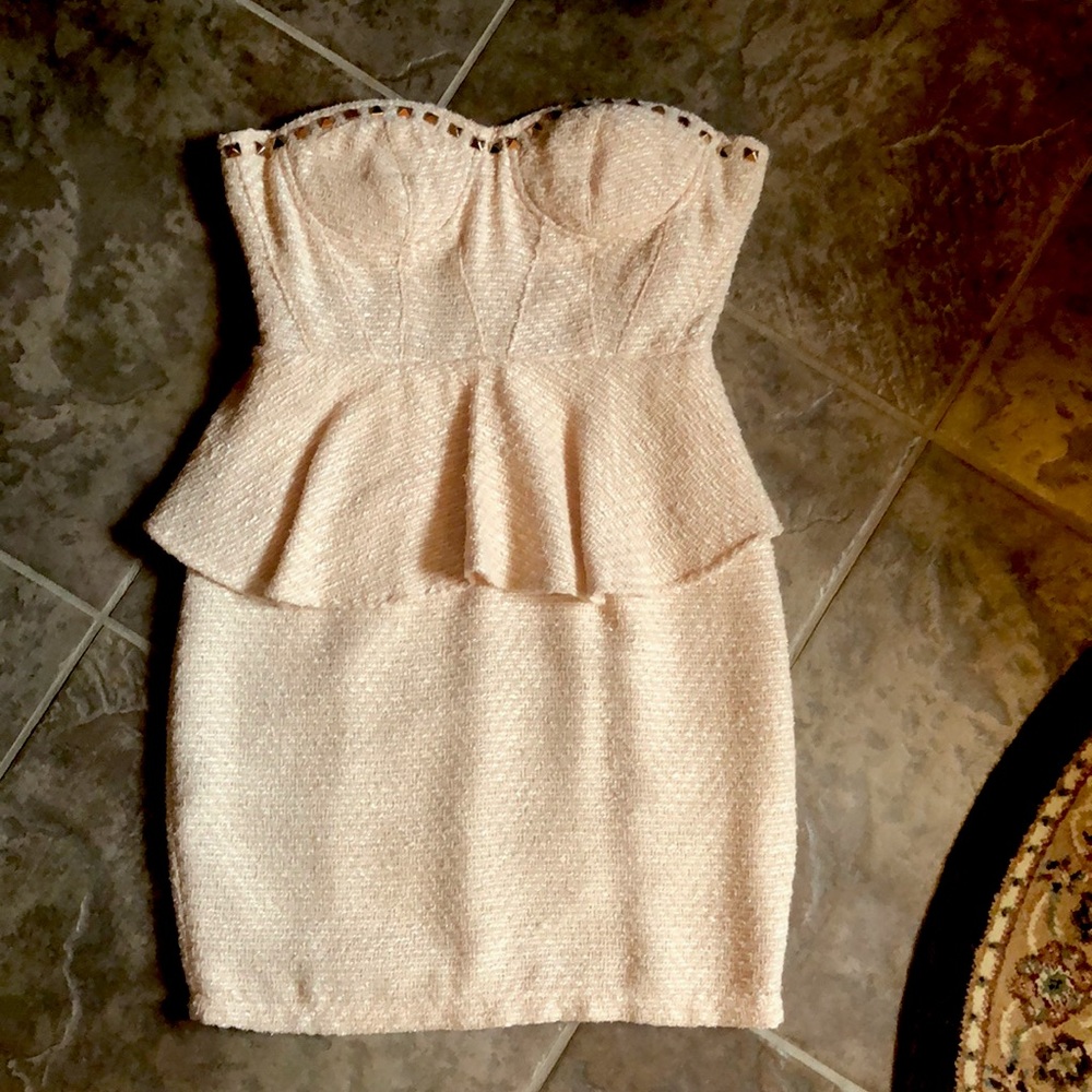 Sugarlips Strapless Peplum Blush Dress